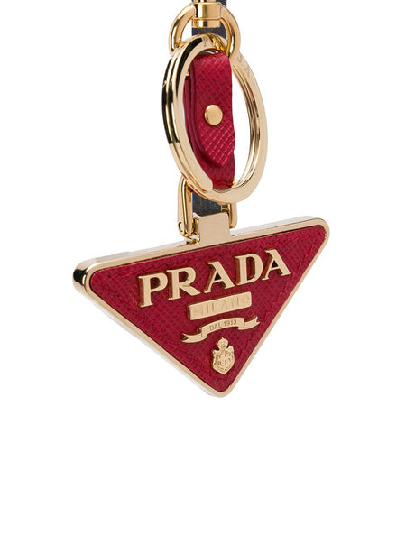 PRADA Mini Leather Triangle Keychain