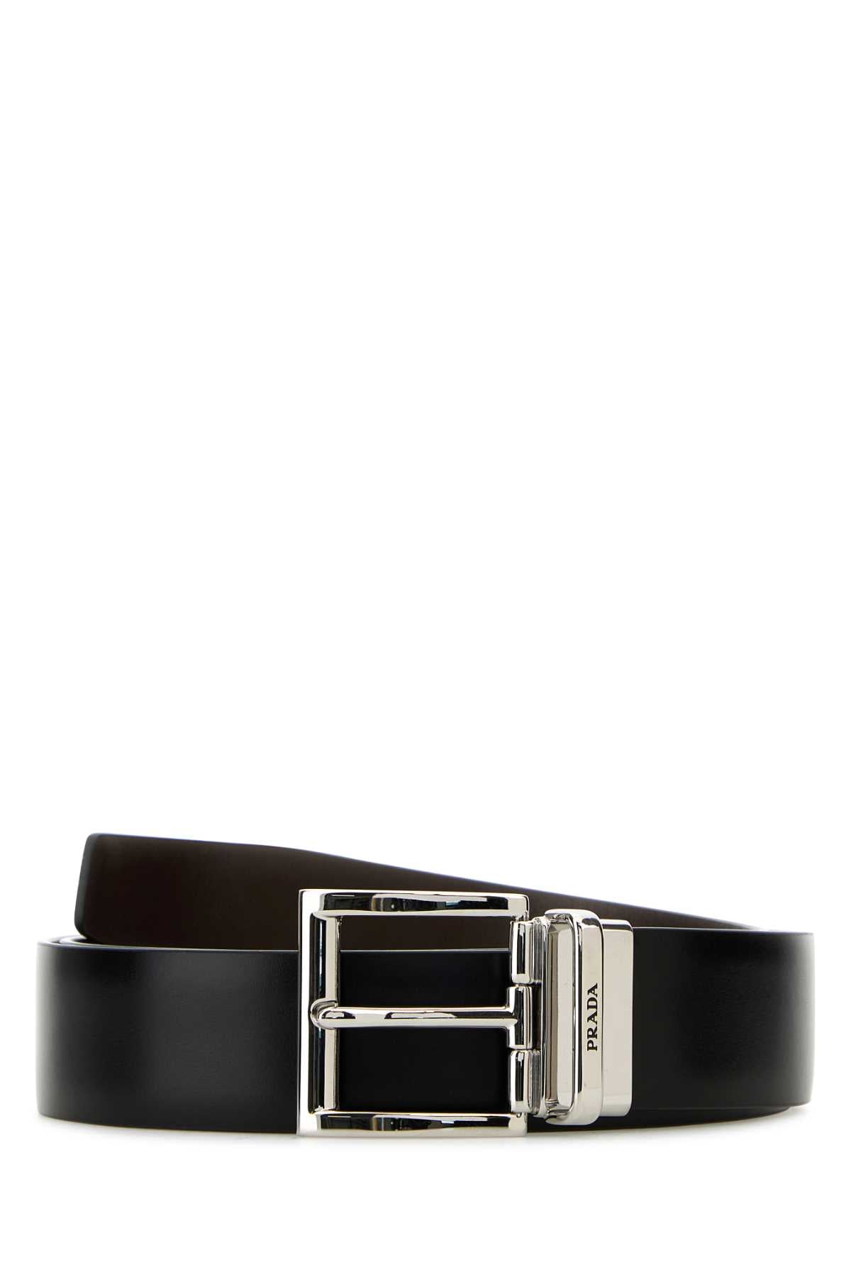 PRADA Reversible Leather Belt - 3.5 cm Height