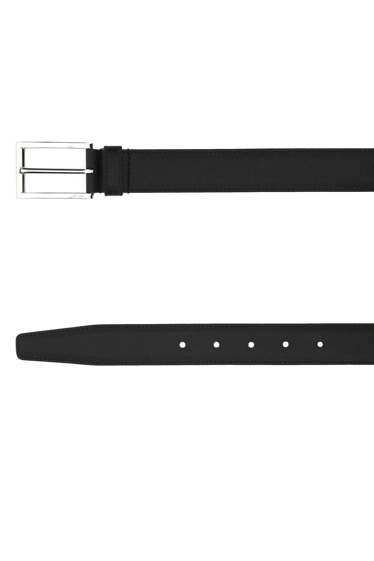 PRADA Stylish Black Leather Belt - 3 cm Height