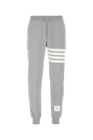 THOM BROWNE Melange Grey Cotton Joggers for Men