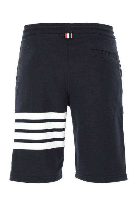 THOM BROWNE Stylish Dark Blue Mini Bermuda Shorts for Men