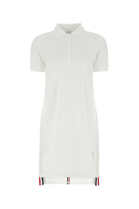 THOM BROWNE Chic White Piquet Polo Shirt Dress