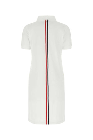 THOM BROWNE Chic White Piquet Polo Shirt Dress