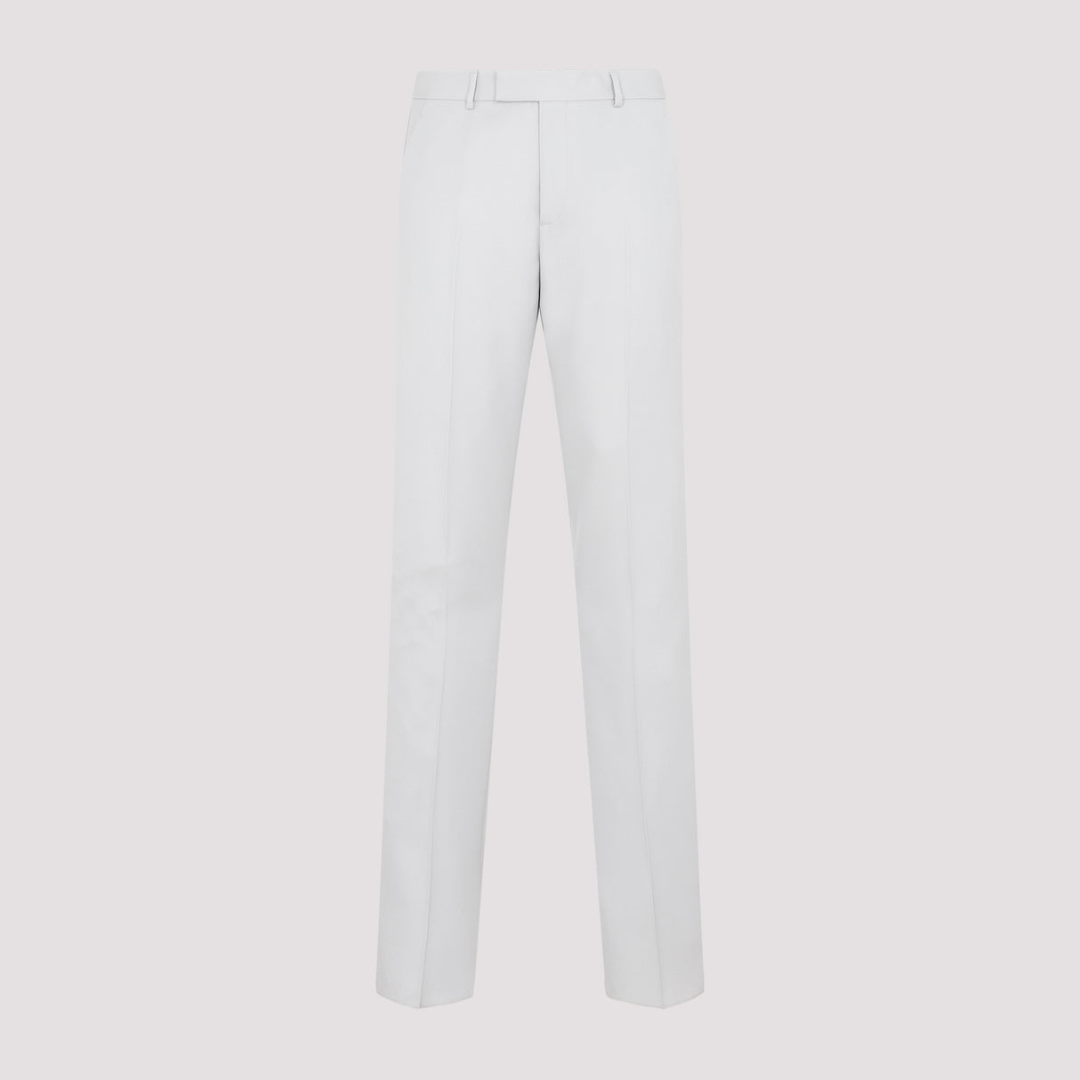 DIOR HOMME Men's Pearl-Colored Wool Cavalry Pants with Pleated Detailing