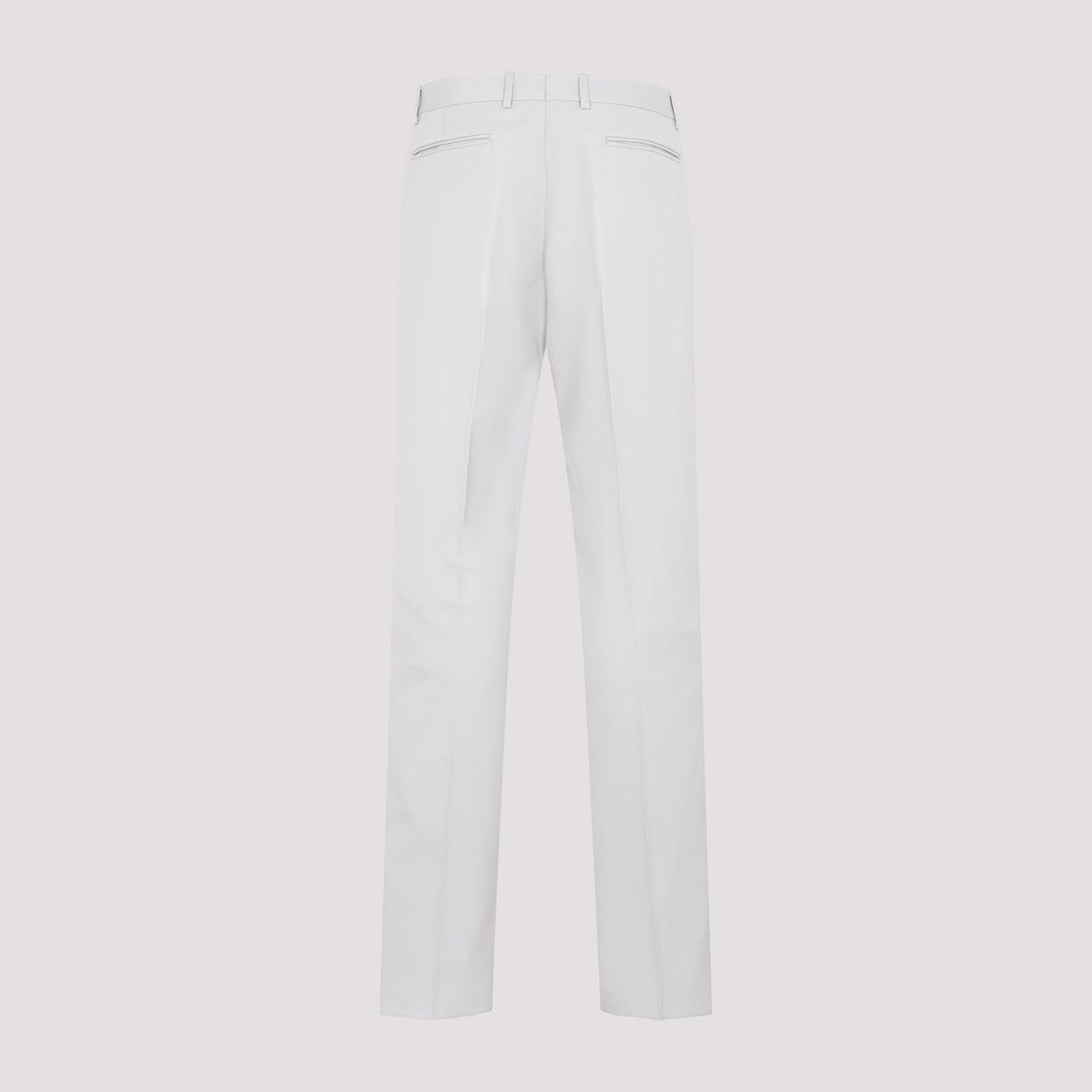 DIOR HOMME Men's Pearl-Colored Wool Cavalry Pants with Pleated Detailing