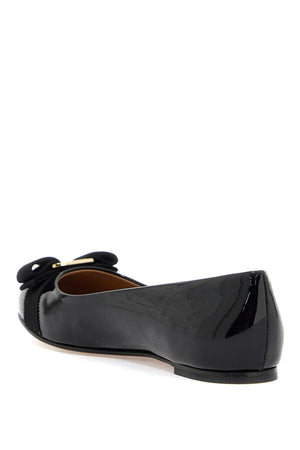 FERRAGAMO Black Patent Leather Varina Ballet Flats for Women: FW24 Collection