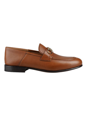 FERRAGAMO Brown Gancini Hook Flat Loafers for Women - SS23 Collection