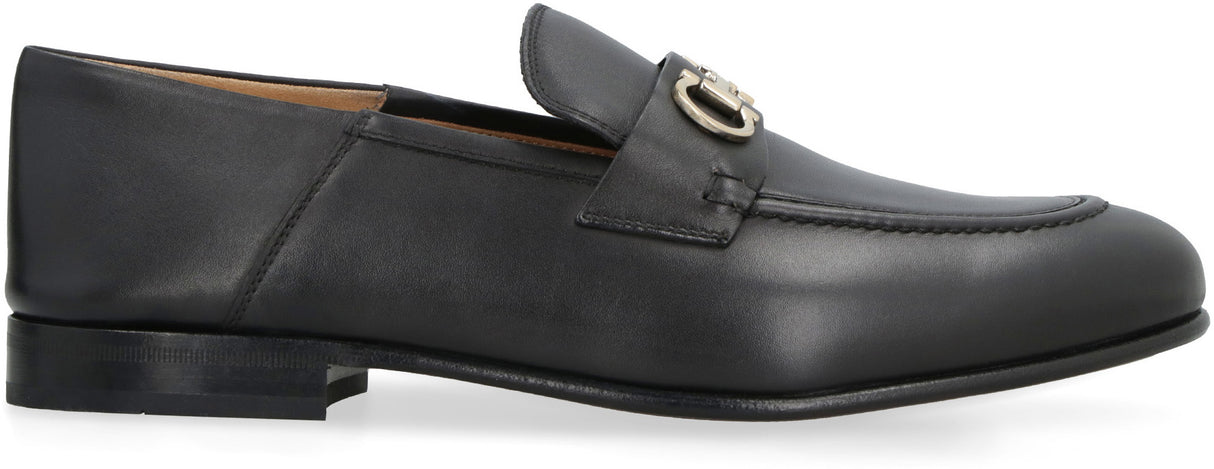 FERRAGAMO Black Leather Loafers for Women | Classic Logo Detail | SS23 Collection