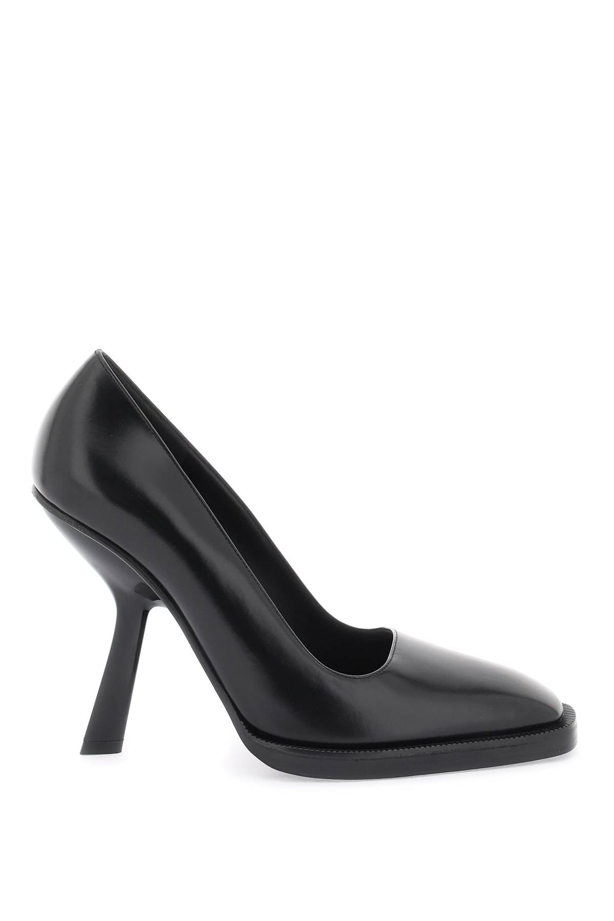 Ferragamo Black Leather Pumps with Shaped Heel for Women - FW23 Collection