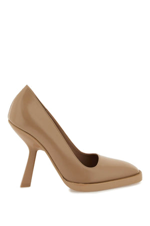 FERRAGAMO Tan Leather Pumps with Shaped Heel for Women - FW23 Collection