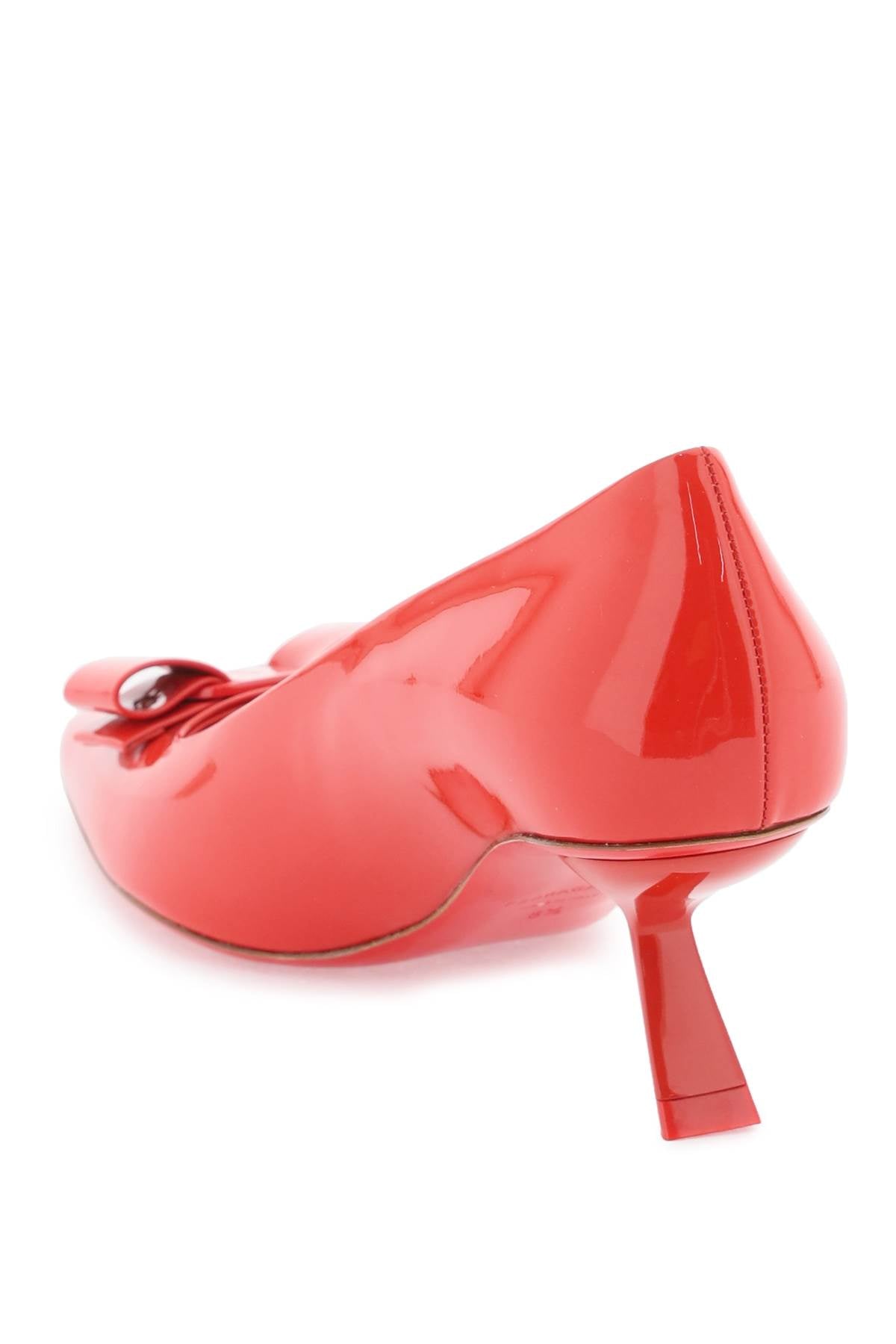 FERRAGAMO Sophisticated Red Patent Leather Heels with Iconic Vara Bow - Women's Fashion Pumps