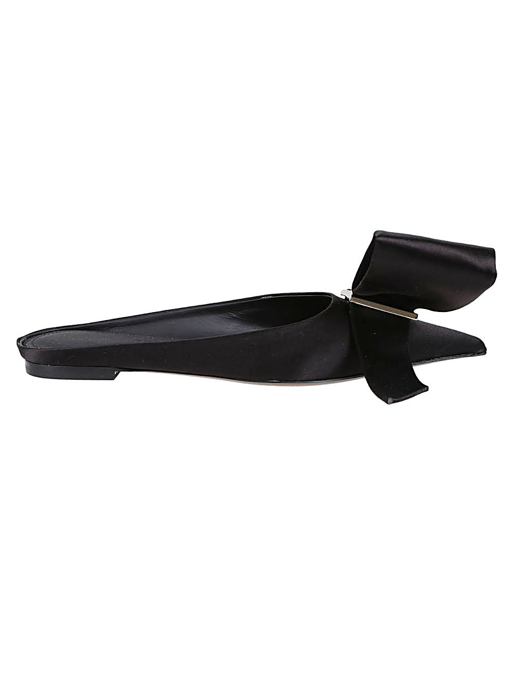 FERRAGAMO Oversized Bow Pointed Toe Leather Slippers for Women