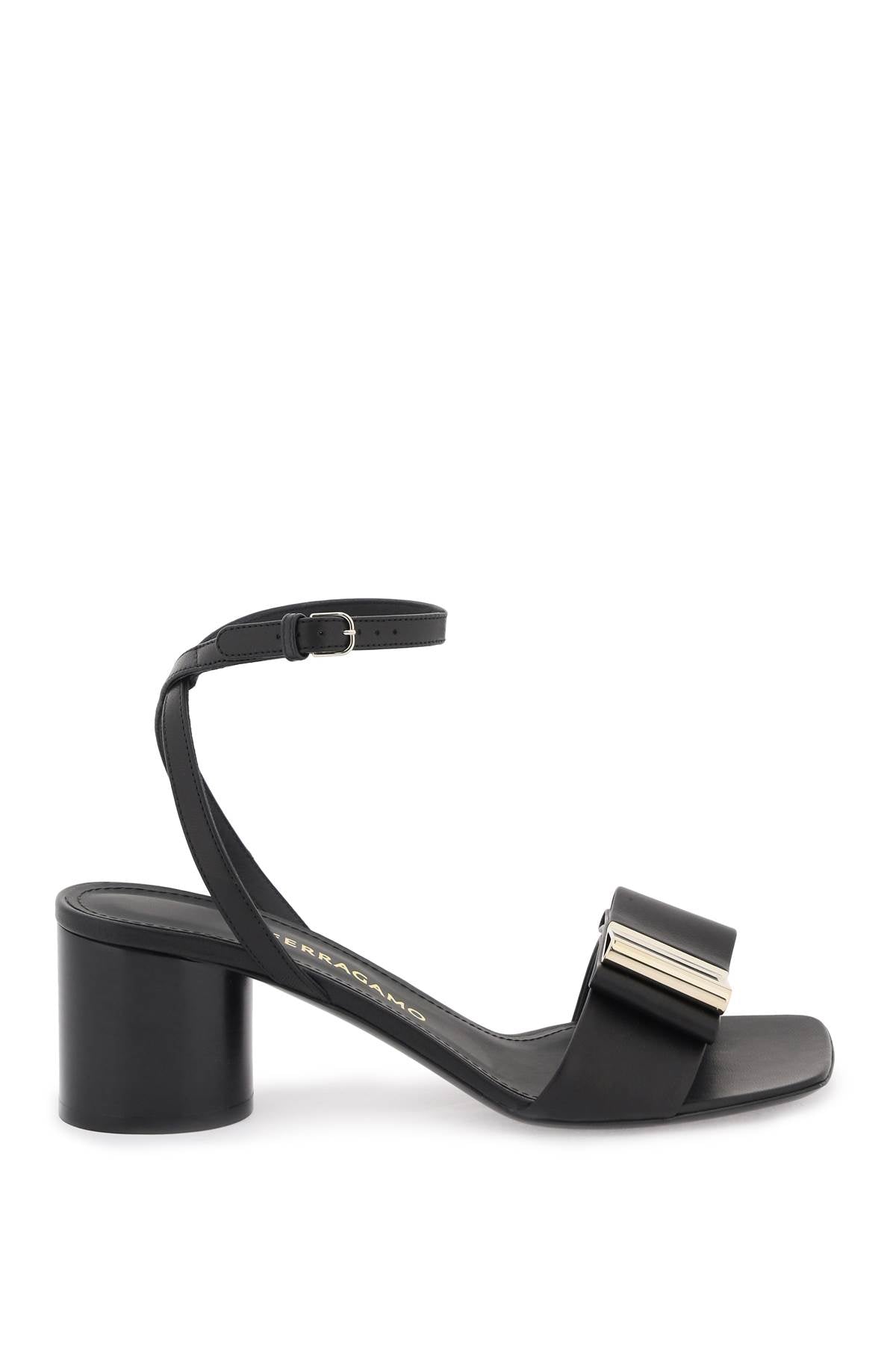 FERRAGAMO Luxurious Black Double Bow Leather Sandals for Women