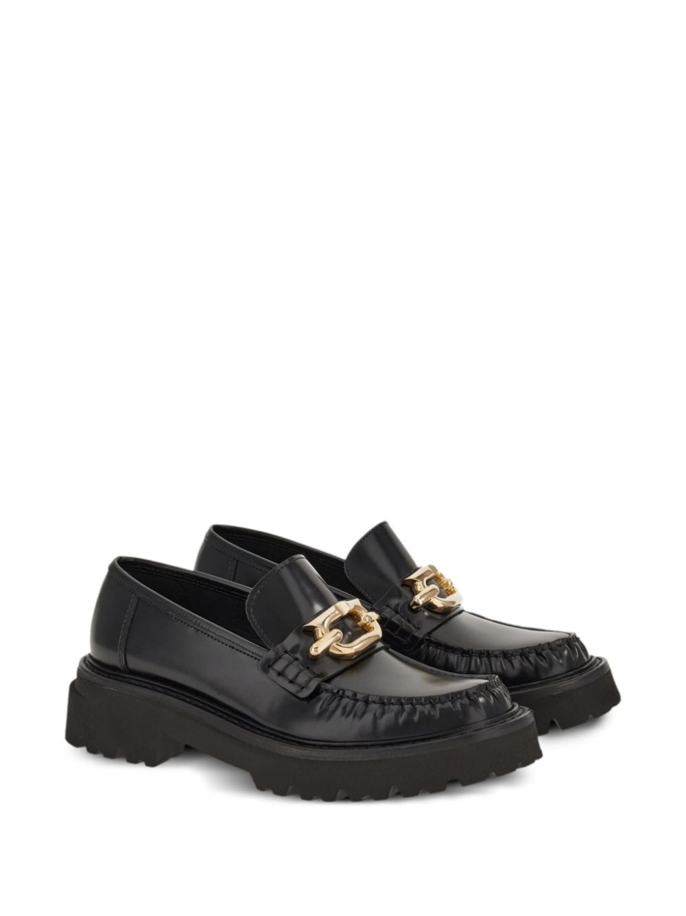 FERRAGAMO Stylish Gancio Hook Leather Loafers for Women