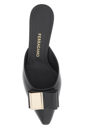 FERRAGAMO Luxurious Black Leather Flats with Double Bow for Women