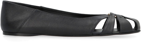 FERRAGAMO Elegant Leather Ballet Flats with Cut-Out Design