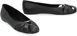 FERRAGAMO Elegant Leather Ballet Flats with Cut-Out Design