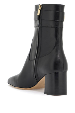 FERRAGAMO Sleek Leather Ankle Boots with Iconic Golden Buckle for Women