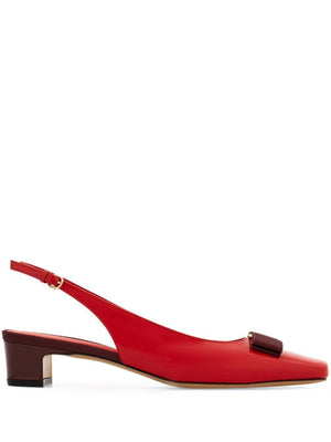 FERRAGAMO Patent Leather Slingback Pumps with Vara Bow