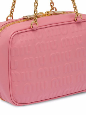 MIUMIU Premium Leather Logo All-Over Mini Shoulder Bag