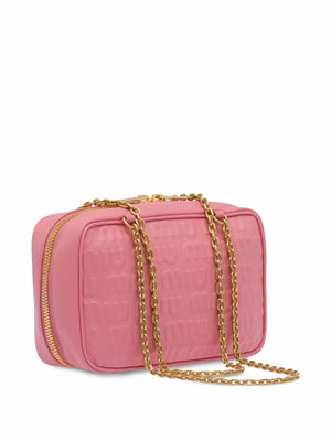 MIUMIU Premium Leather Logo All-Over Mini Shoulder Bag