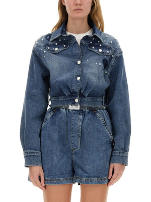 MOSCHINO JEANS Women's Regular Fit Denim Shirt with Logo