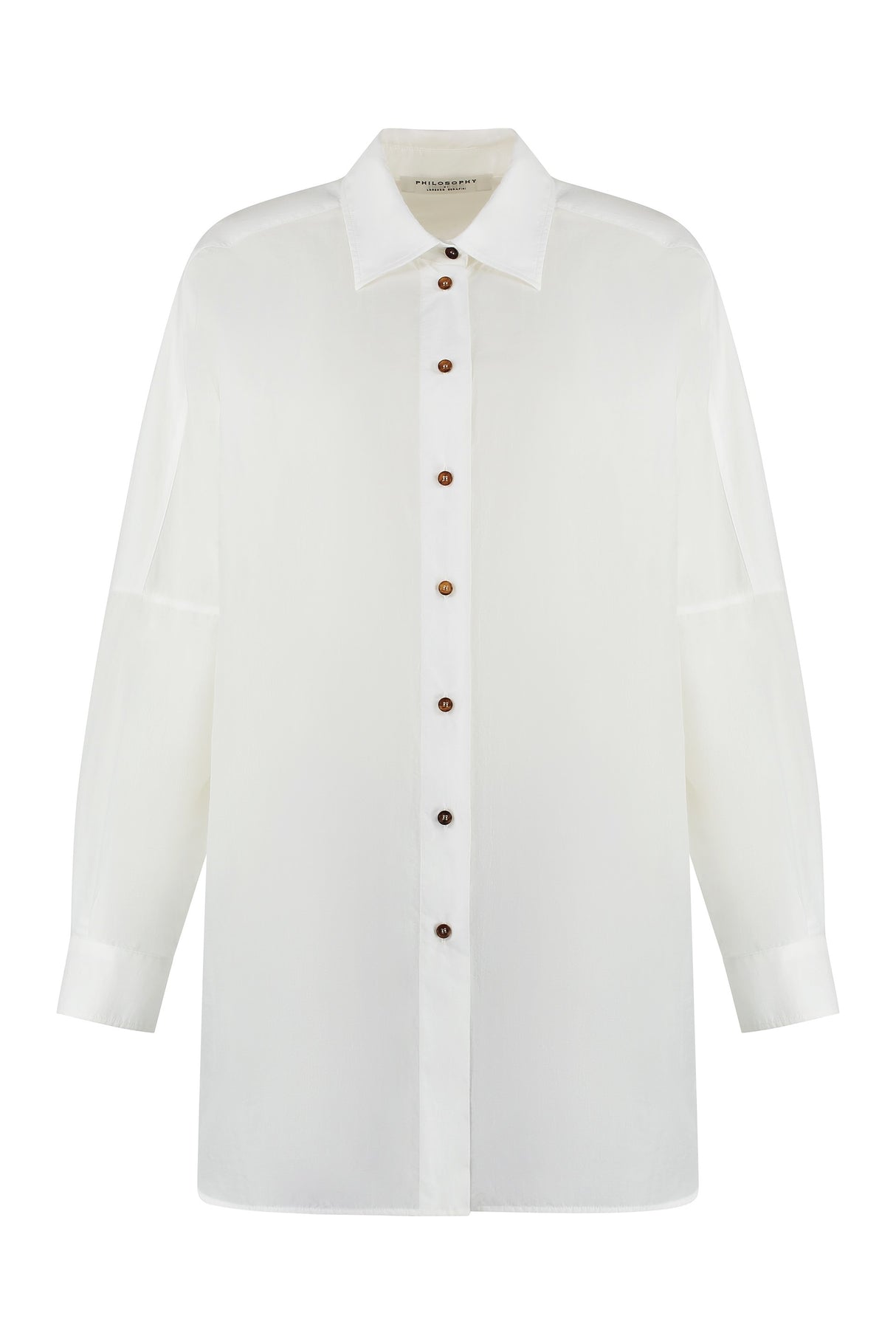 PHILOSOPHY DI LORENZO SERAFINI White Cotton Blend Shirt with Rounded Hem for Women