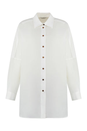 PHILOSOPHY DI LORENZO SERAFINI White Cotton Blend Shirt with Rounded Hem for Women