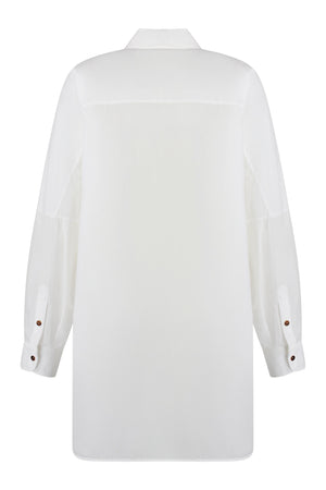 PHILOSOPHY DI LORENZO SERAFINI White Cotton Blend Shirt with Rounded Hem for Women