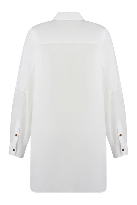 PHILOSOPHY DI LORENZO SERAFINI White Cotton Blend Shirt with Rounded Hem for Women