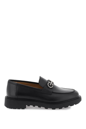 FERRAGAMO Men's Black Gancini Hook Loafers | Smooth Leather | SS24