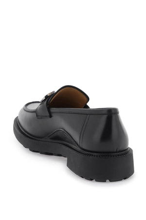FERRAGAMO Men's Black Gancini Hook Loafers | Smooth Leather | SS24