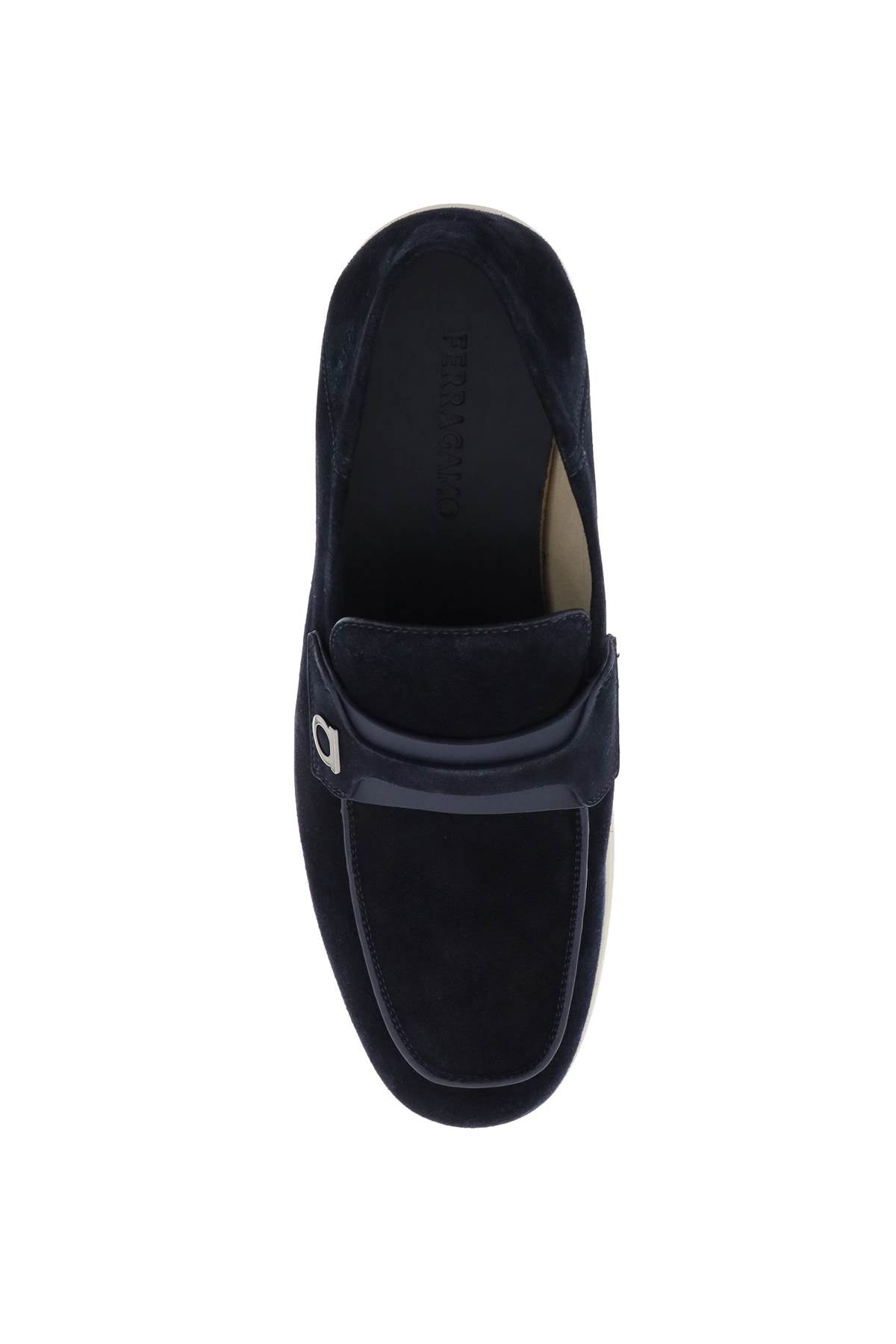 Giày Moccasins Blue Suede với Chi tiết Gancini Hook dành cho Nam