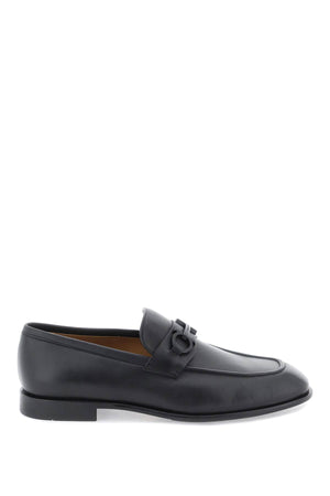 FERRAGAMO Men's Black Gancini Hook Loafers