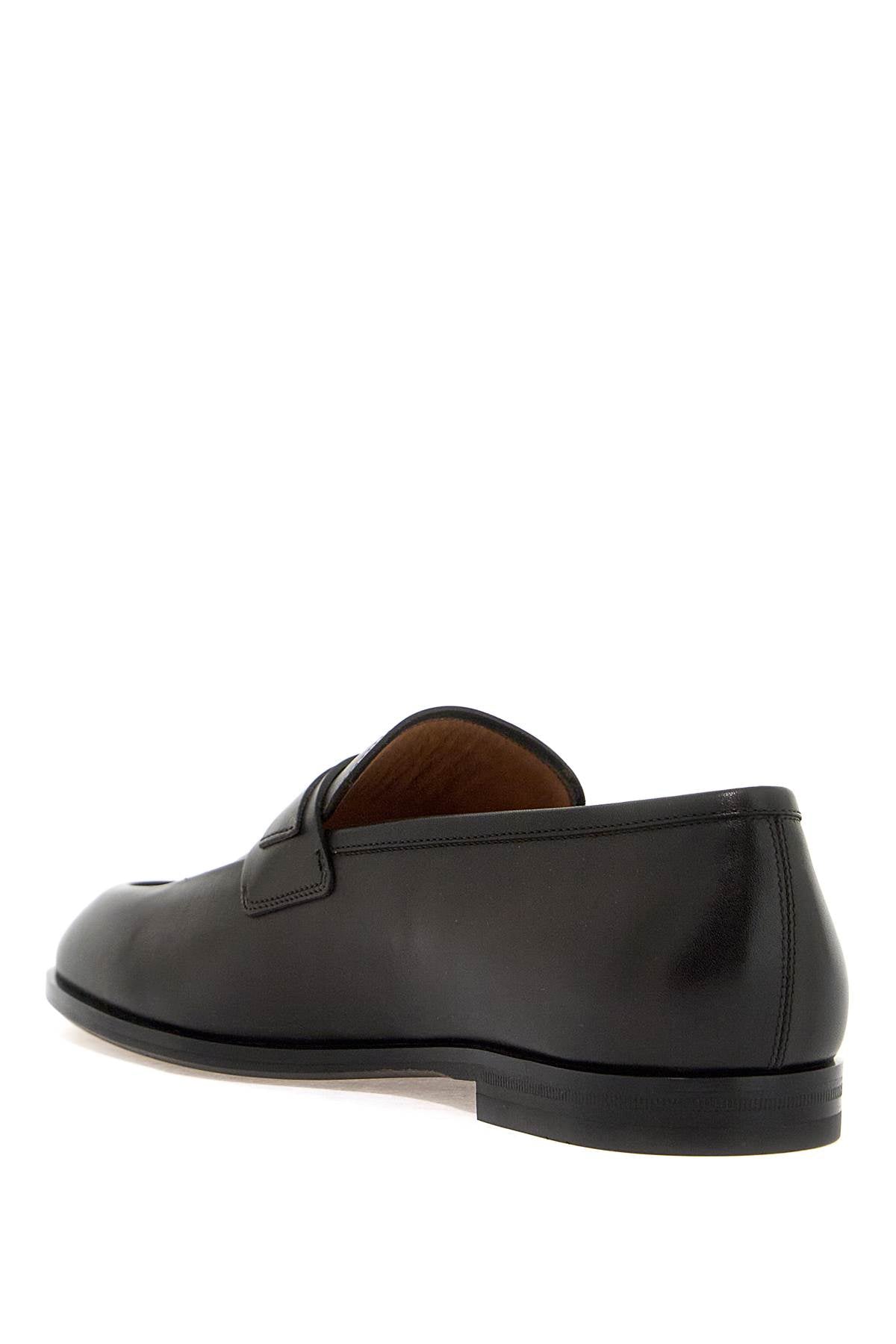 Ferragamo Smooth Leather Loafers with Gancini Hook - EEE Fit