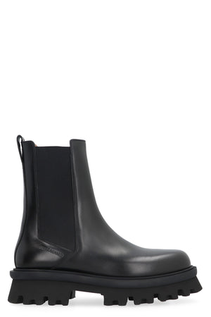 Ferragamo Men's Leather Chelsea Boots with Lug Sole