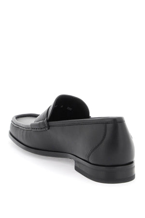 FERRAGAMO Classic Black Leather Moccasins for Men