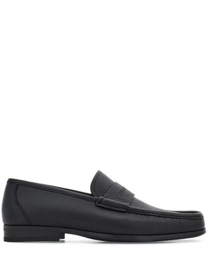 FERRAGAMO Classic Black Leather Moccasins for Men