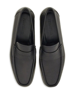 FERRAGAMO Classic Black Leather Moccasins for Men