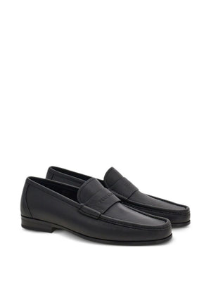 FERRAGAMO Classic Black Leather Moccasins for Men