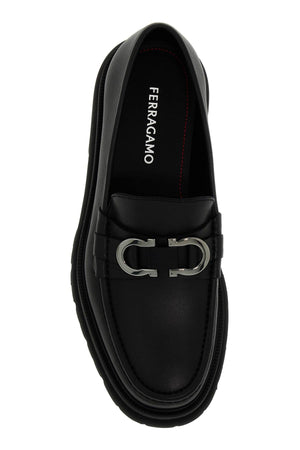 FERRAGAMO Luxury Leather Loafers with Iconic Hook Detail