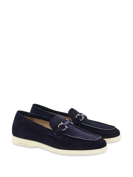 FERRAGAMO Cosimo Navy Suede Moccasins