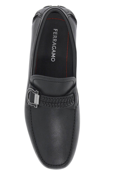 FERRAGAMO Luxurious Italian Leather Moccasins for Men in Timeless Black