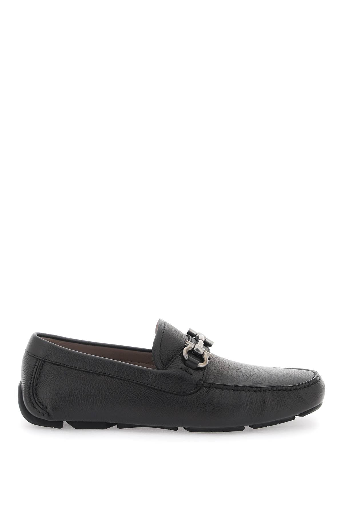 FERRAGAMO Grained Leather Moccasins with Gancini Hook Detail