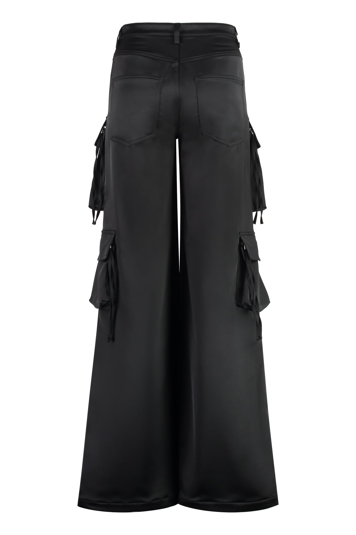 GIUSEPPE DI MORABITO Black Satin Cargo Pants for Women - SS24 Collection