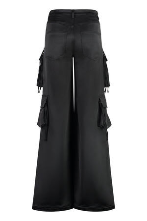 GIUSEPPE DI MORABITO Black Satin Cargo Pants for Women - SS24 Collection