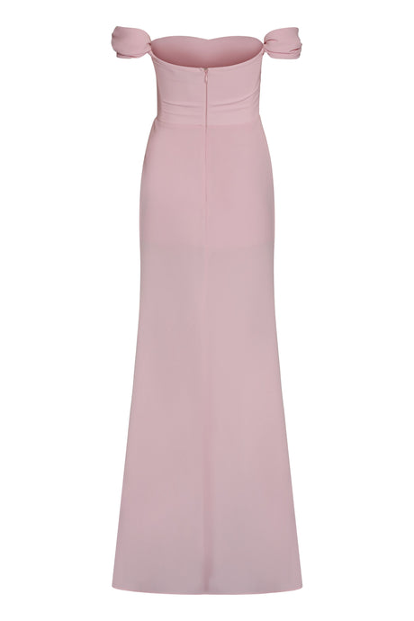 GIUSEPPE DI MORABITO Pink Draped Crepe Dress with Deep Side Slit for Women