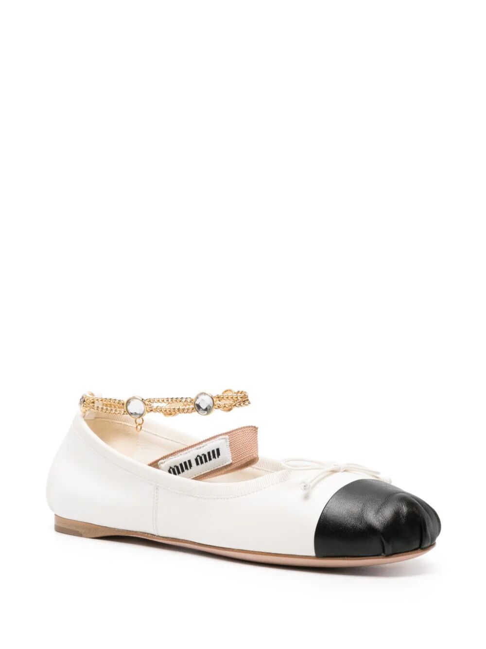 MIUMIU Leather Ballerina with Chain Detail