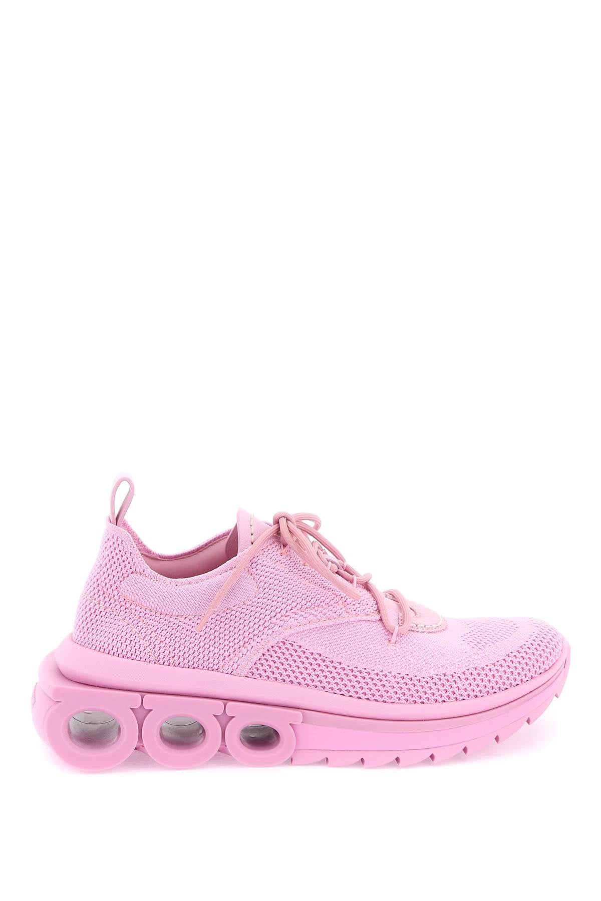 Giày Sneakers Mạng Kỹ Thuật Màu Hồng Nữ với Đường Cắt da Thuộc và Nubuck