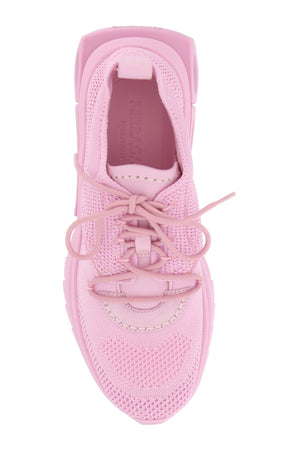 FERRAGAMO Women's Pink Technical Mesh Sneakers with Suede and Nubuck Leather Inserts